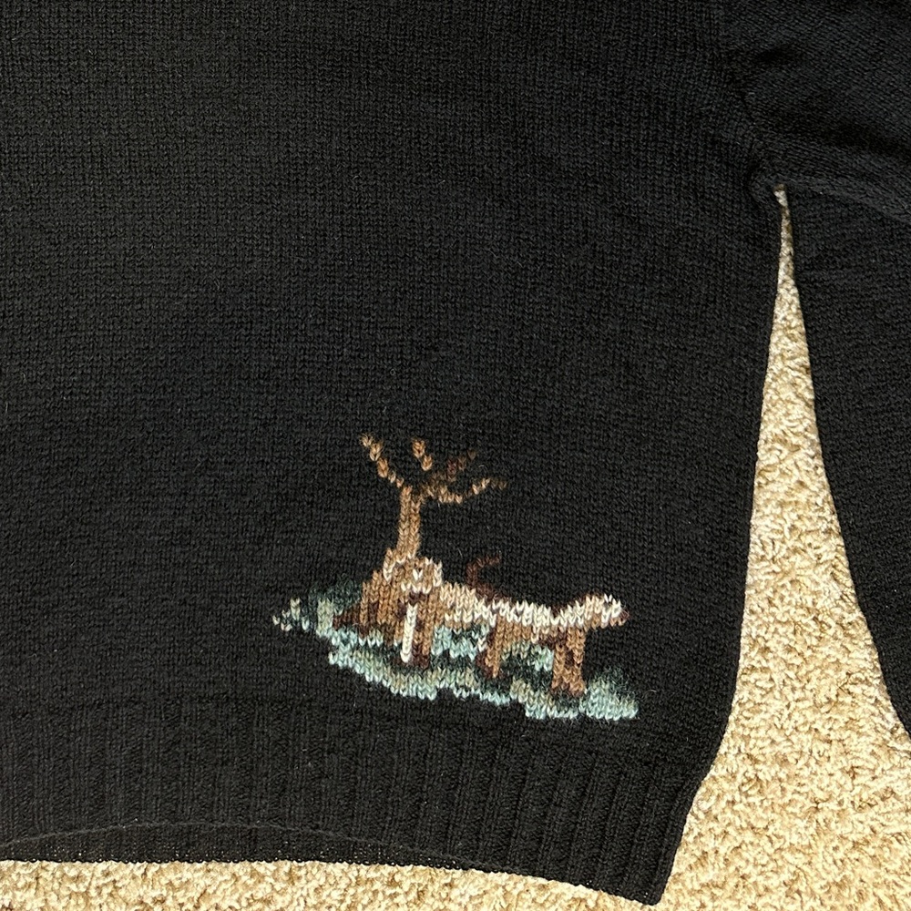 RARE - RALPH LAUREN Vtg Equestrian Horse English Hunt Wool Hand Knit Sweater L - Picture 8 of 15